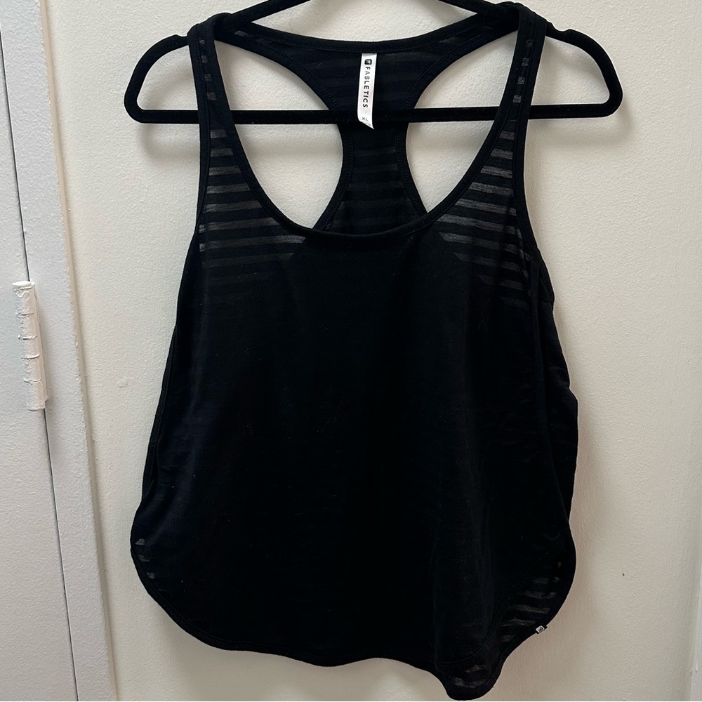 Black striped racerback tank top from Fabletics size XL